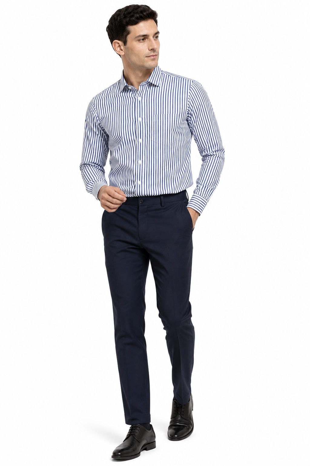 MENS BLUE & WHITE STRIPED