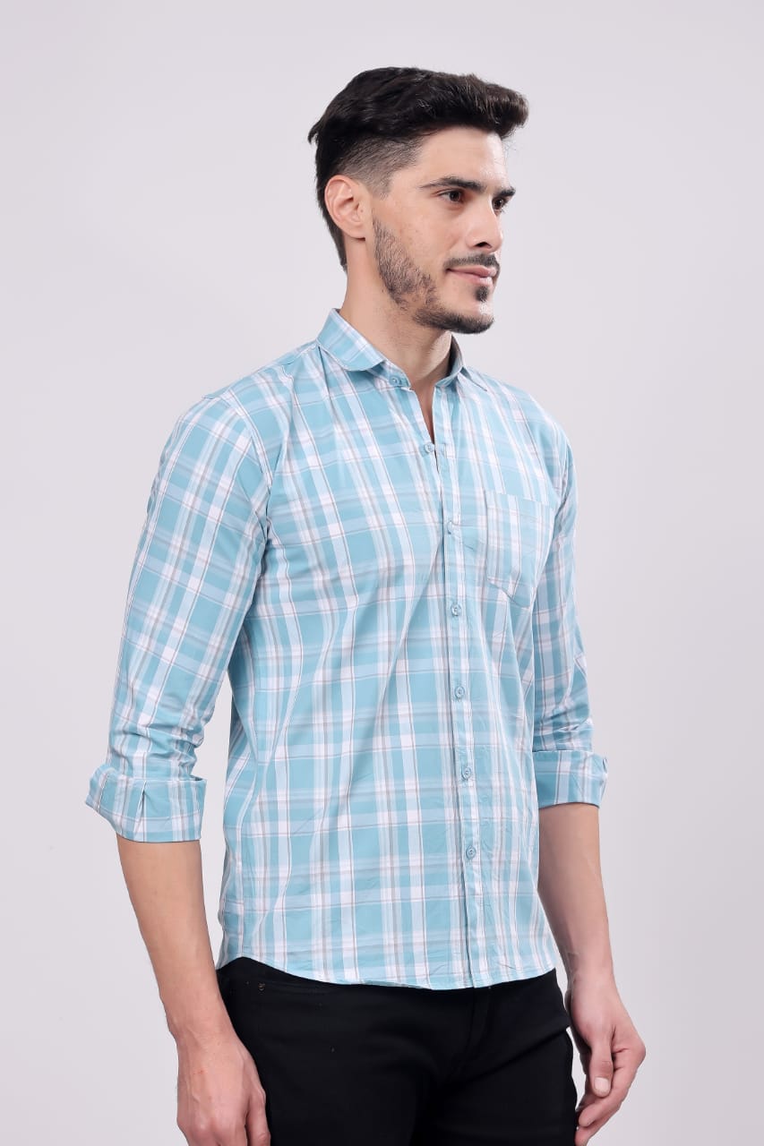 MENS SKYBLUE CHECKS SHIRT