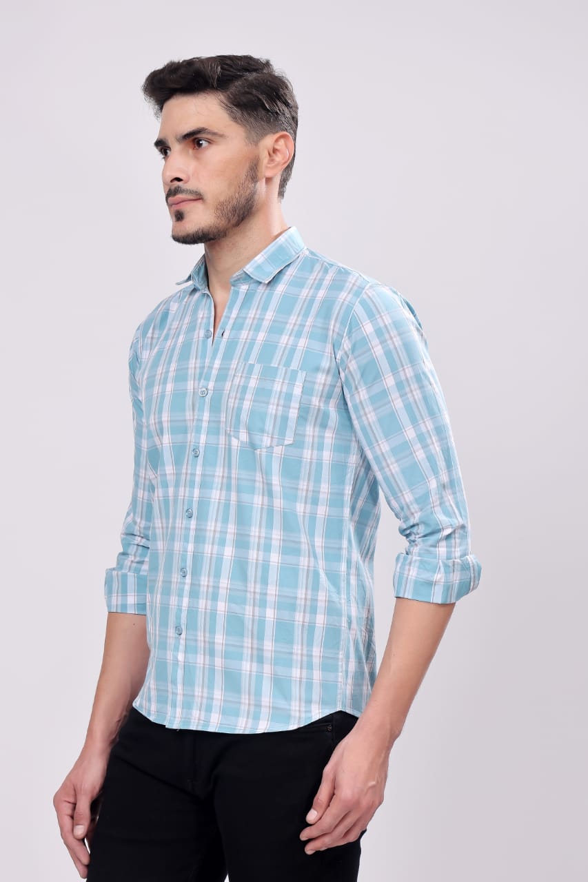 MENS SKYBLUE CHECKS SHIRT