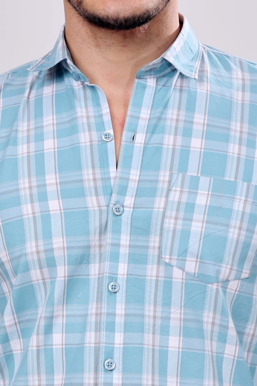MENS SKYBLUE CHECKS SHIRT