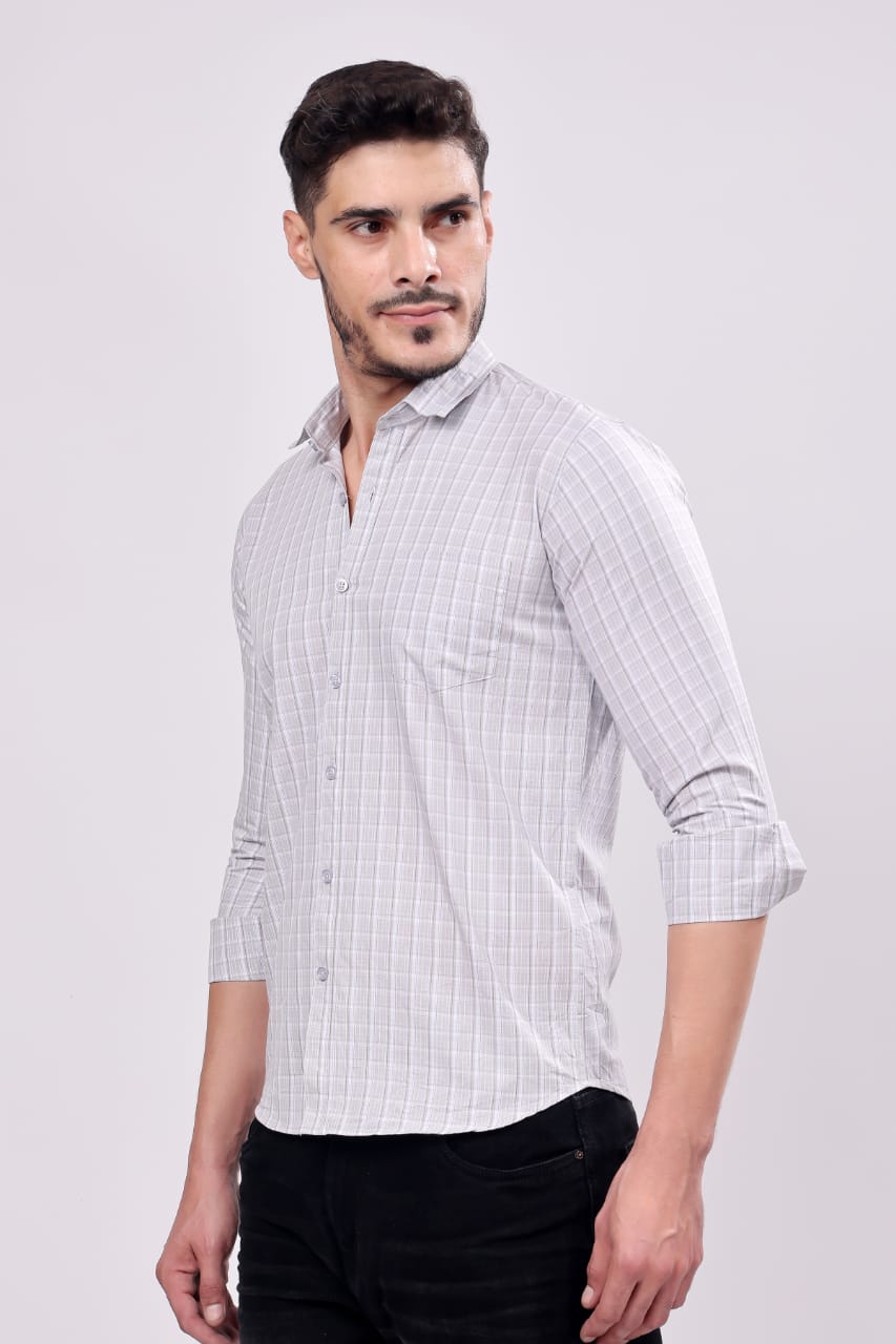 MENS GREY CHECKS SHIRT