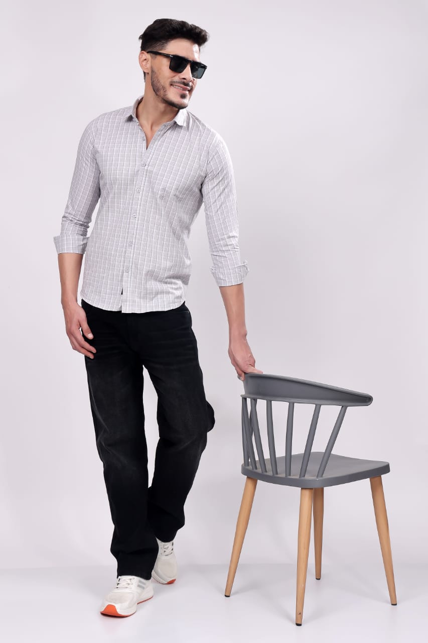 MENS GREY CHECKS SHIRT