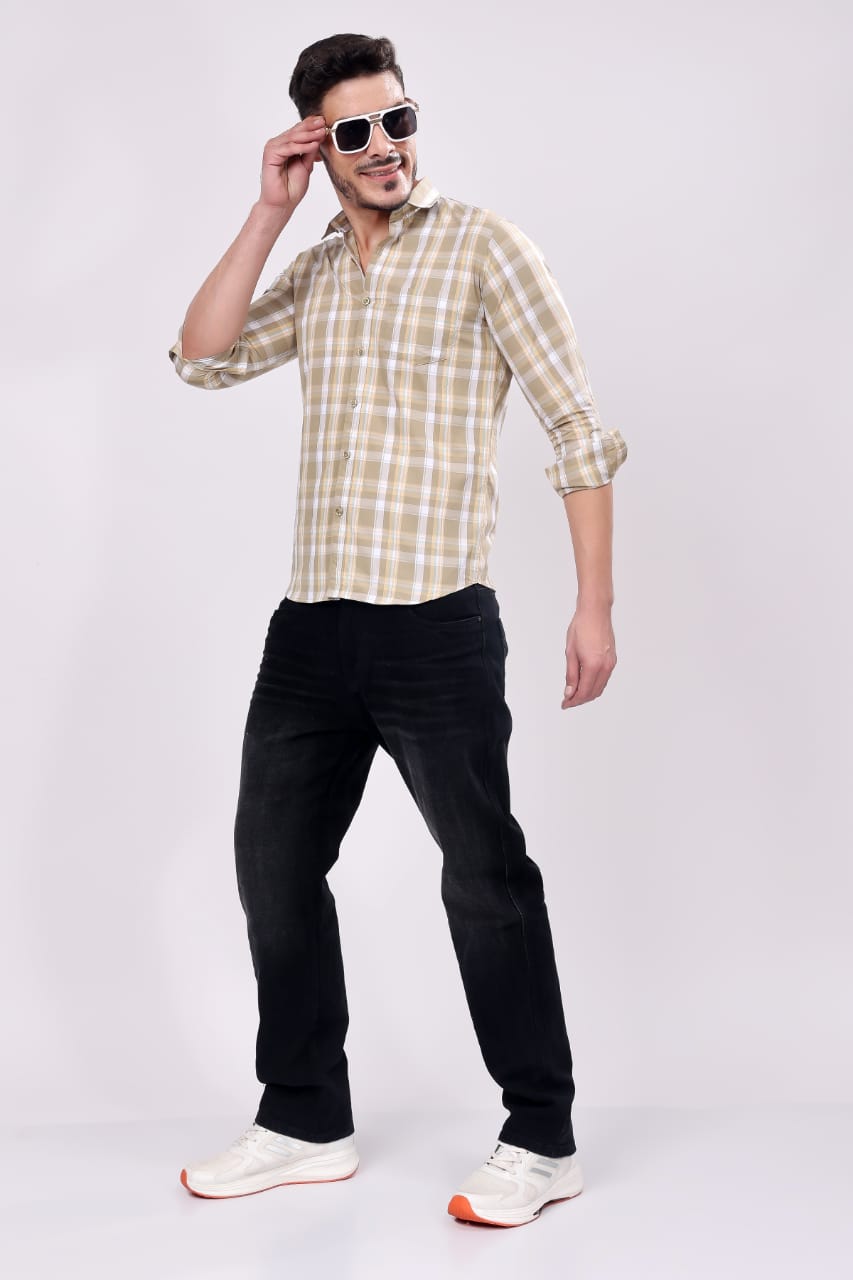 MENS BROWN CHECKS SHIRT