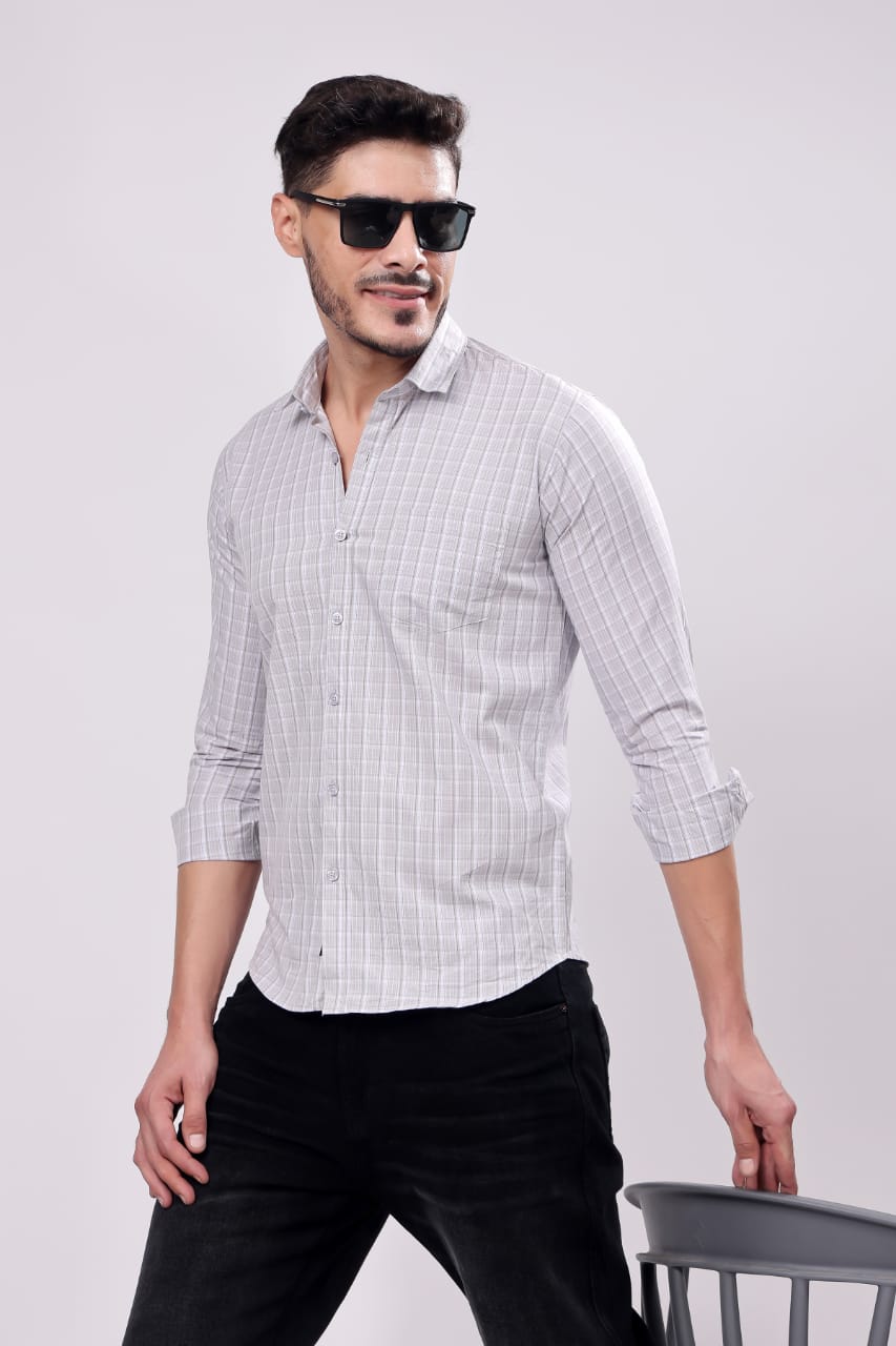 MENS GREY CHECKS SHIRT
