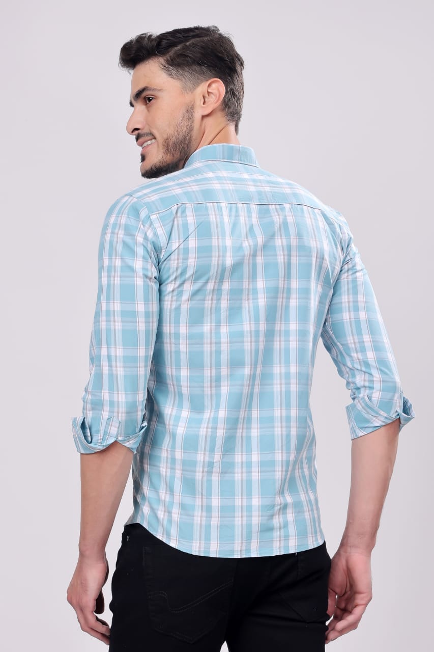 MENS SKYBLUE CHECKS SHIRT