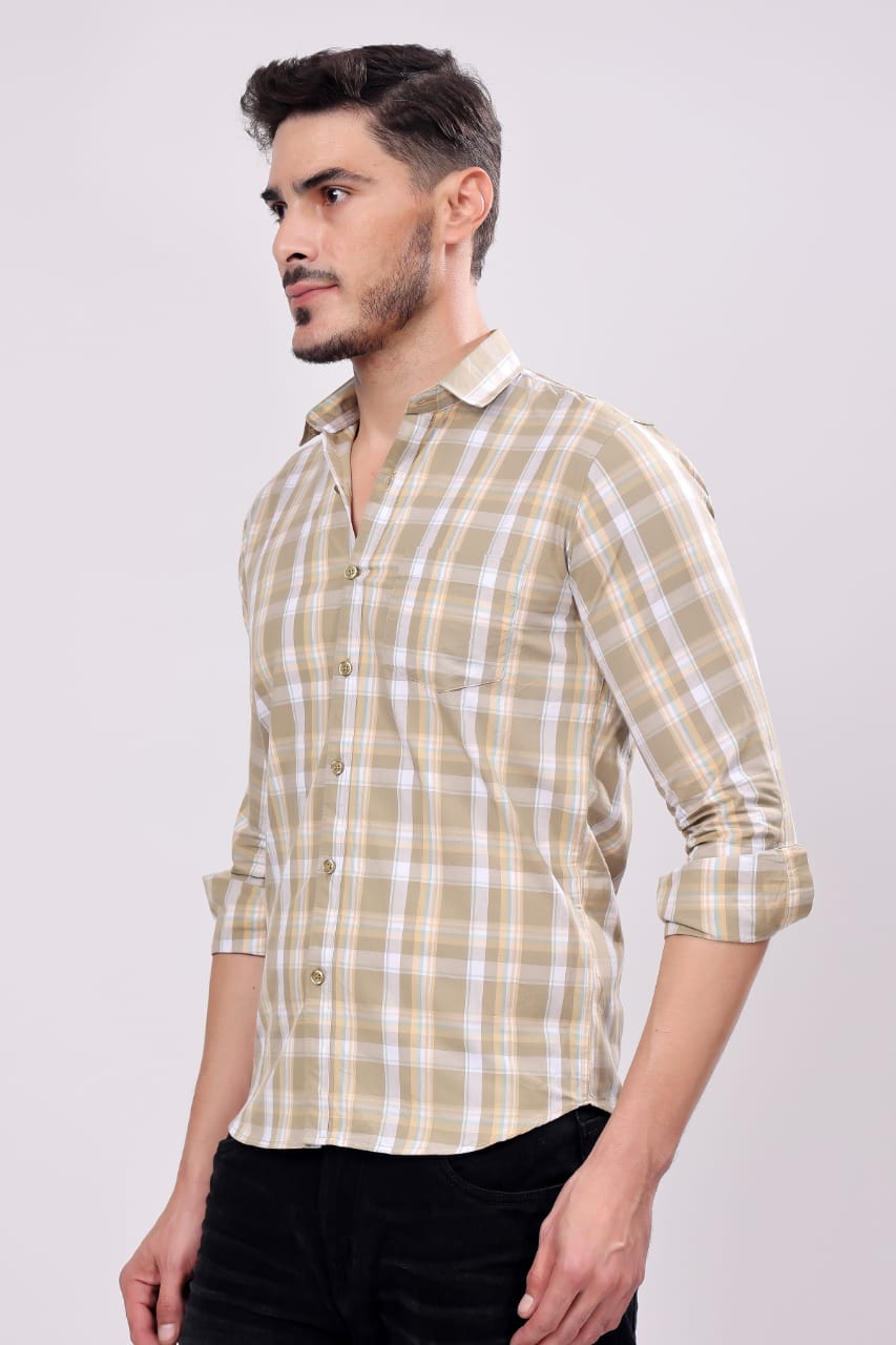 MENS BROWN CHECKS SHIRT