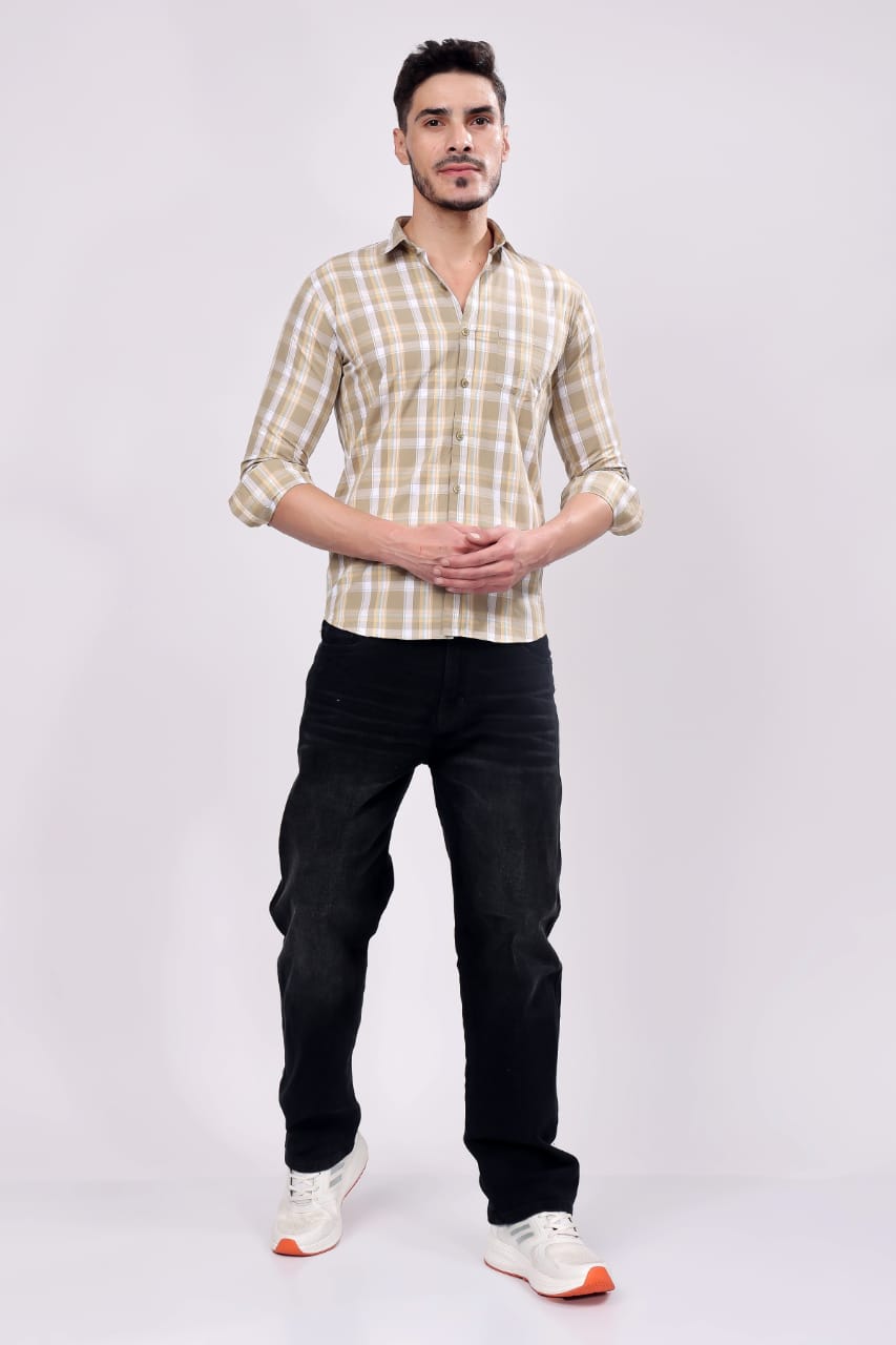 MENS BROWN CHECKS SHIRT