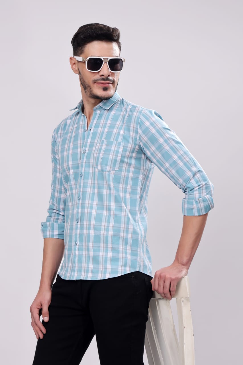 MENS SKYBLUE CHECKS SHIRT