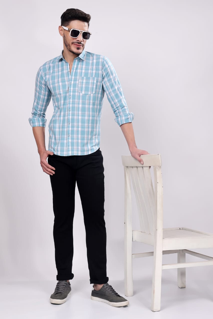 MENS SKYBLUE CHECKS SHIRT