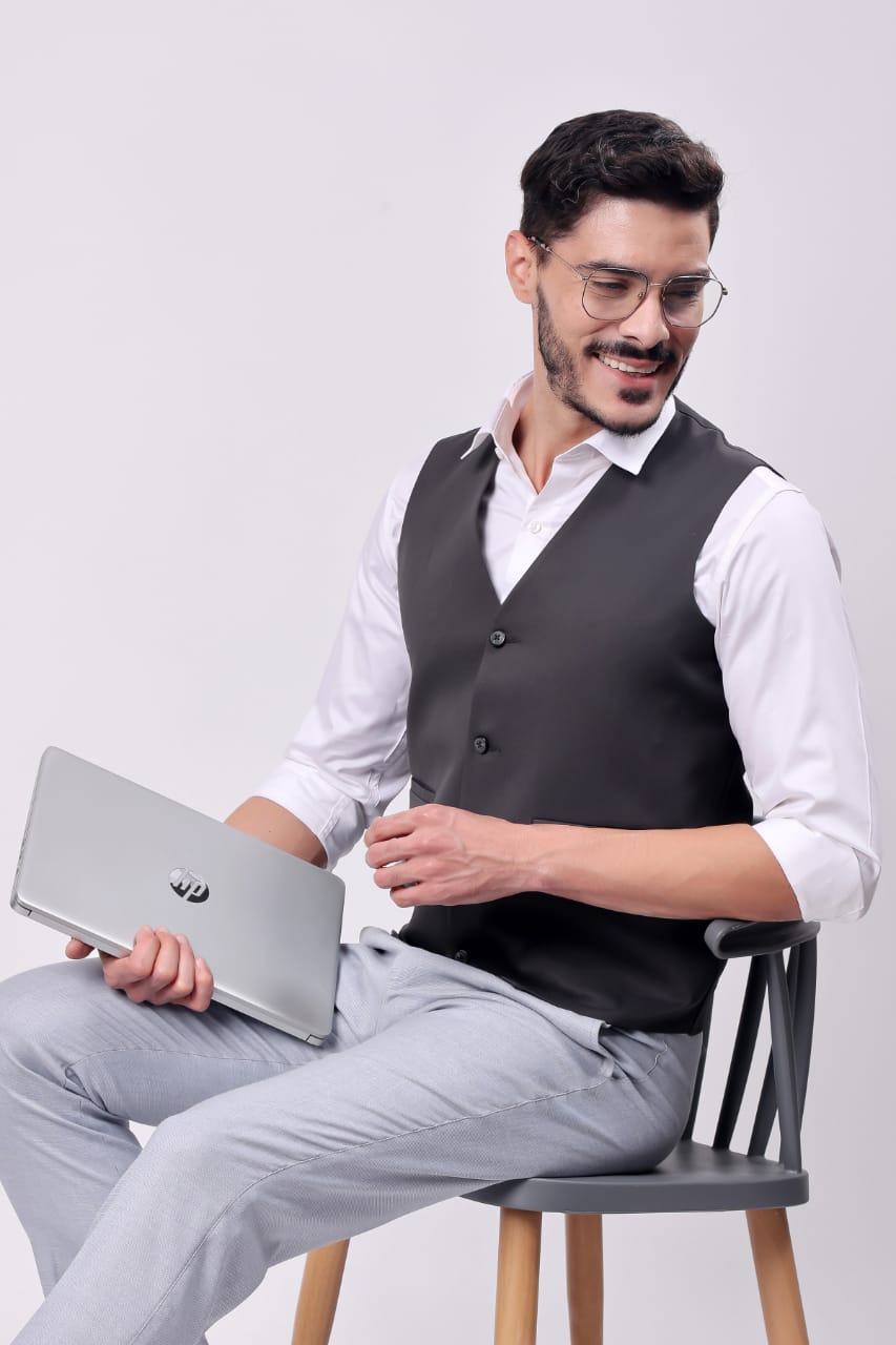 MENS BLACK WAIST COAT