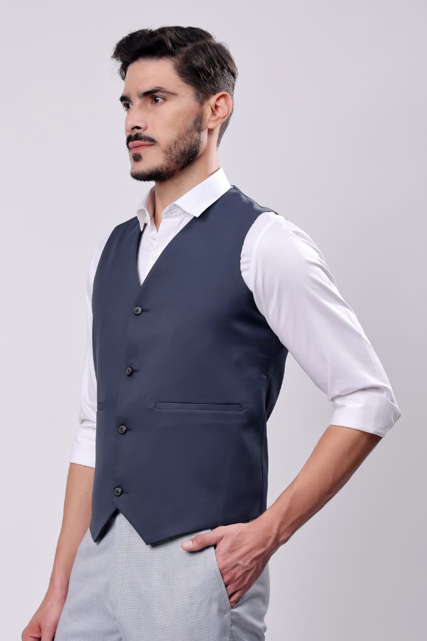 MENS BLUE WAIST COAT