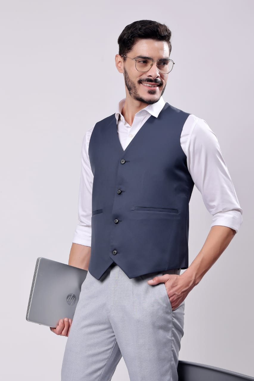 MENS BLUE WAIST COAT
