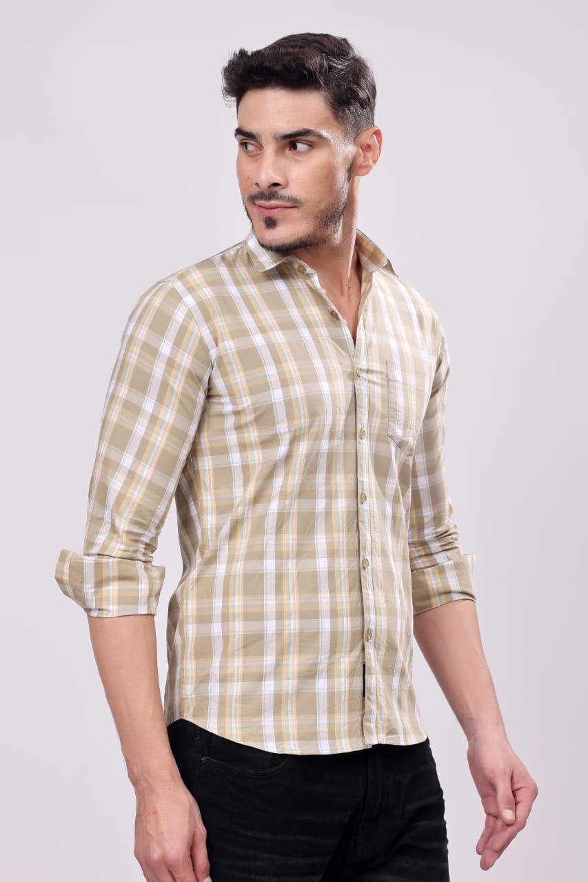 MENS BROWN CHECKS SHIRT