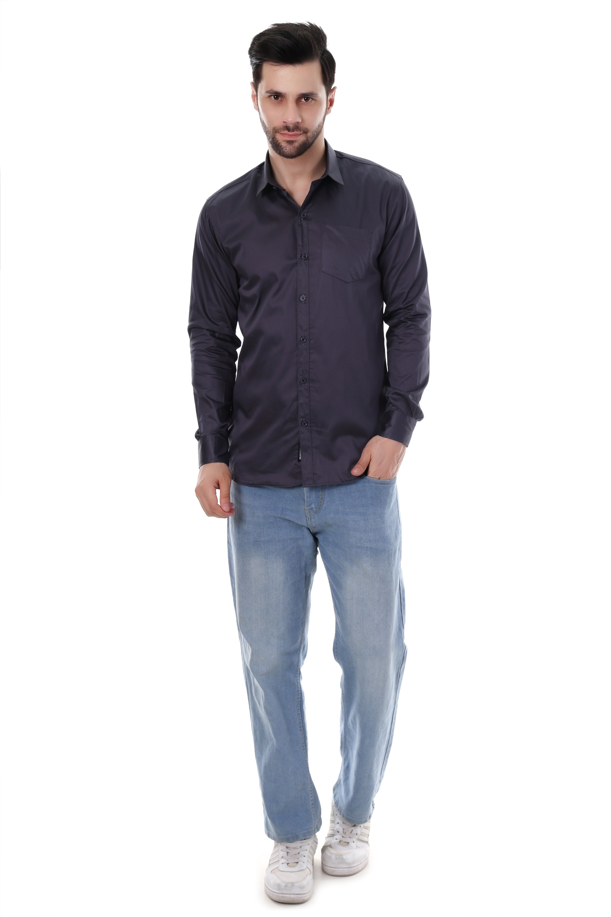 MENS DARK GREY FORMAL SHIRT 