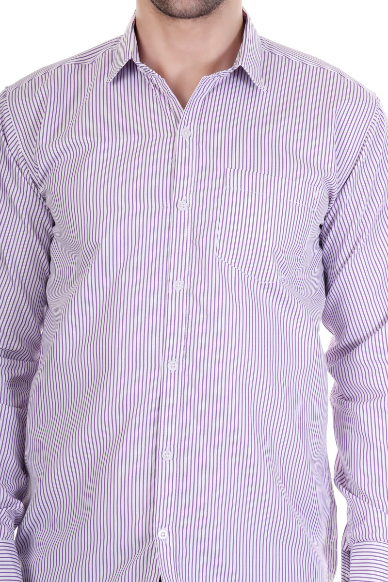 MENS WHITE & PURPLE LINING SHIRT