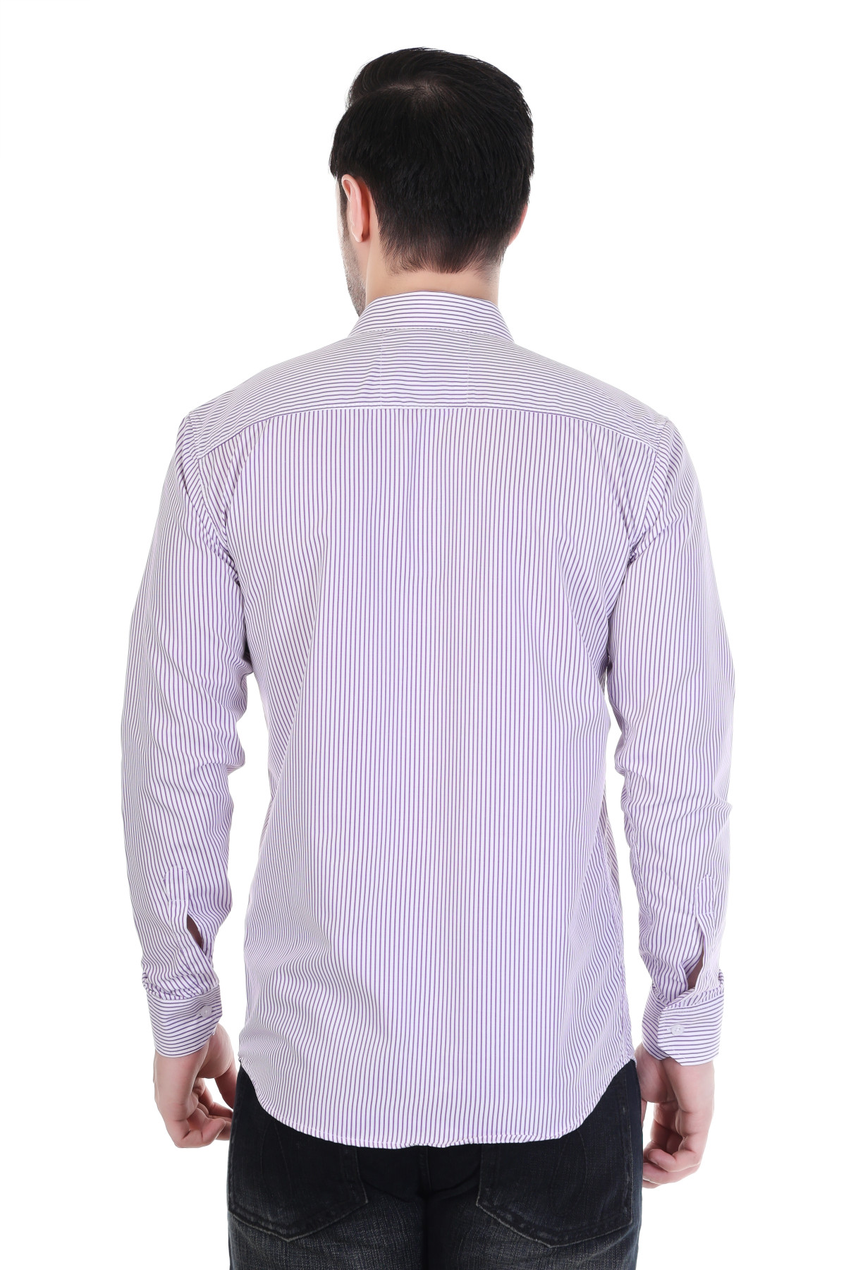 MENS WHITE & PURPLE LINING SHIRT