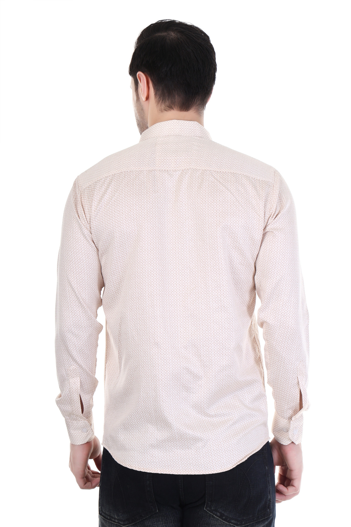 MENS WHITE & BROWN PRINTED SHIRT