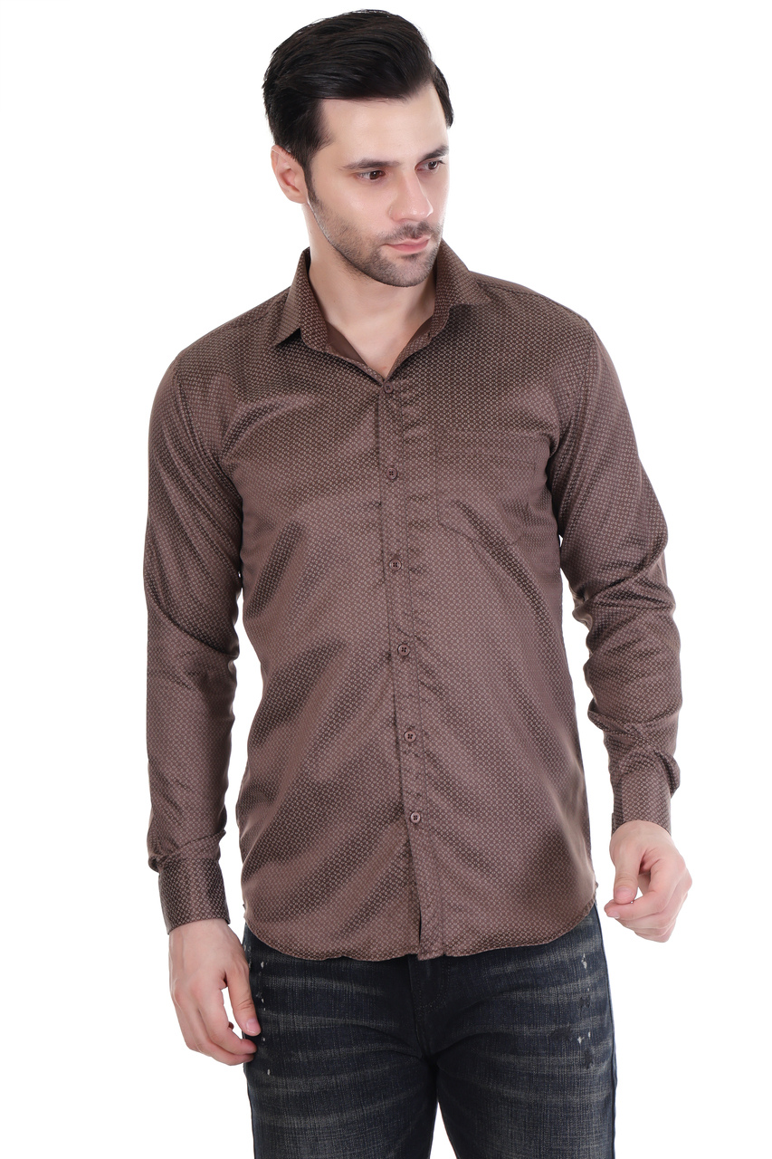 MENS BROWN DESIGN SHIRT
