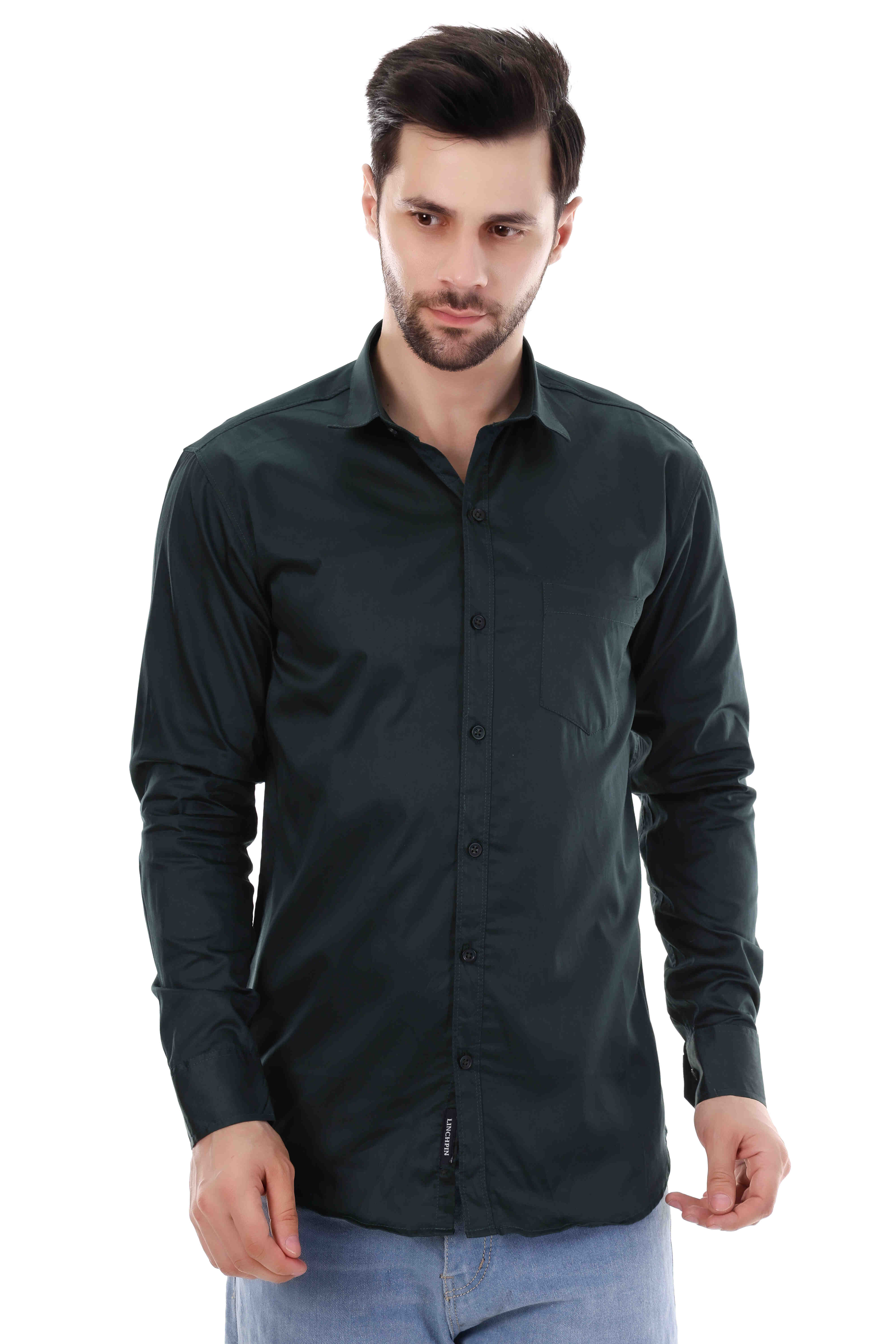 MENS PLAIN DARK GREEN SHIRT