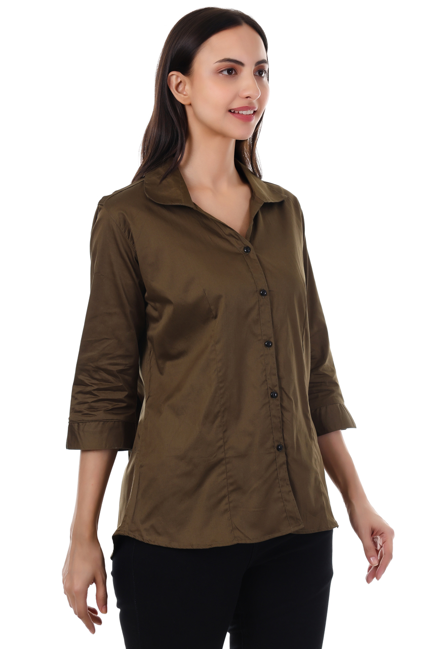 WOMENS OLIVE GREEN FORMAL SHIRT