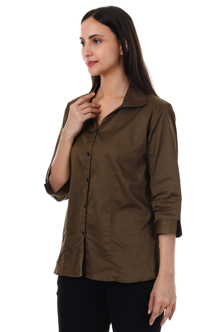 WOMENS OLIVE GREEN FORMAL SHIRT