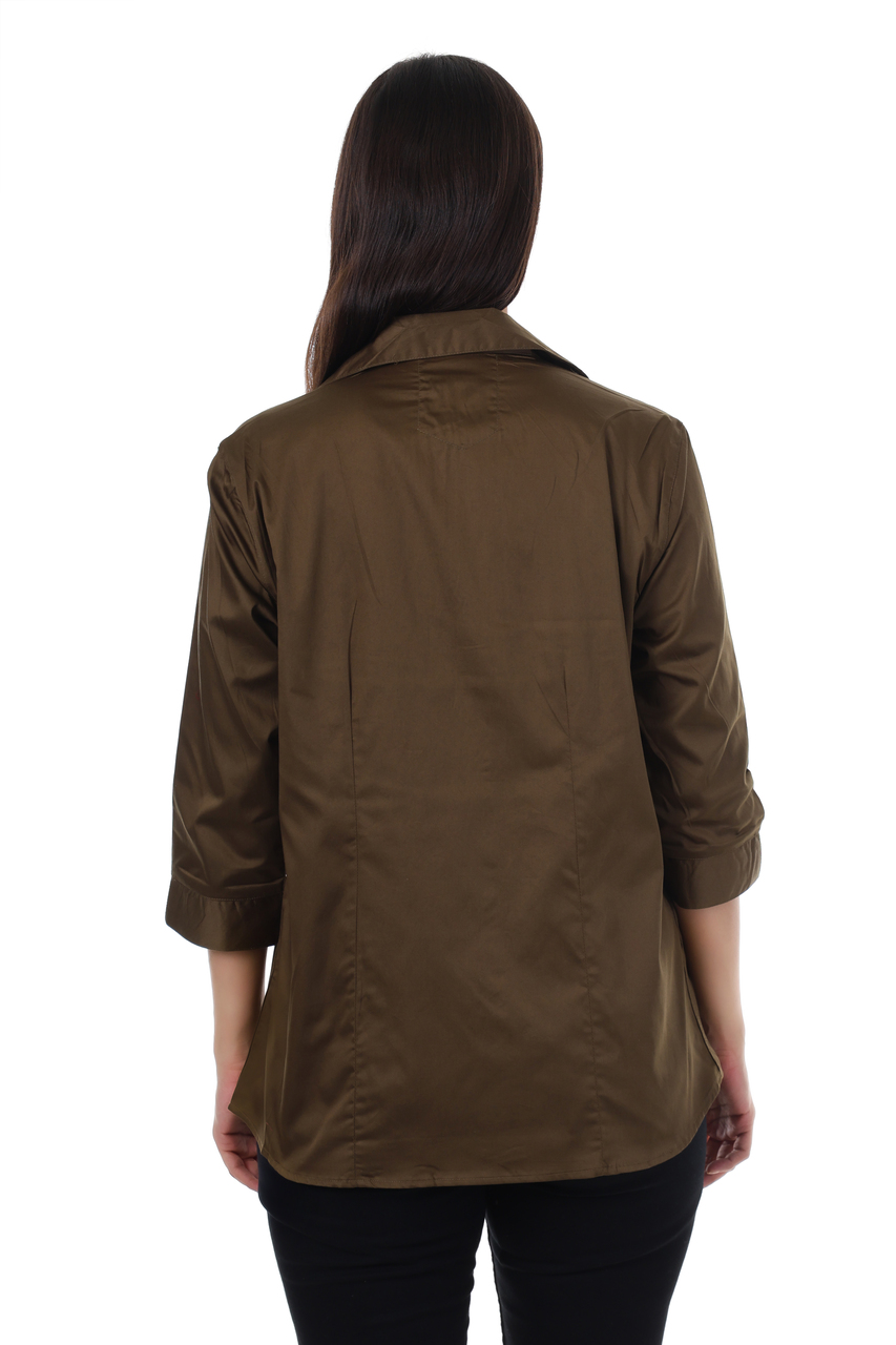 WOMENS OLIVE GREEN FORMAL SHIRT