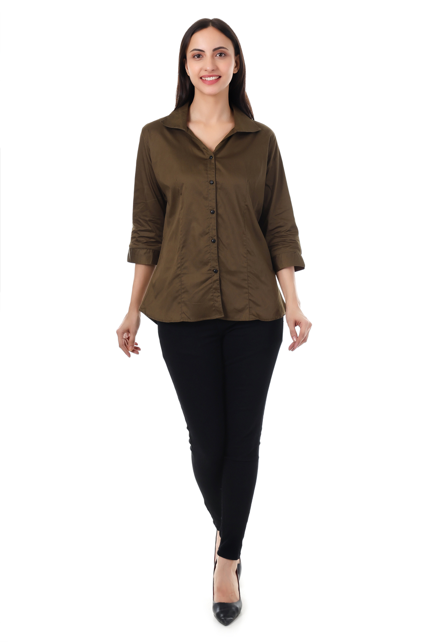 WOMENS OLIVE GREEN FORMAL SHIRT